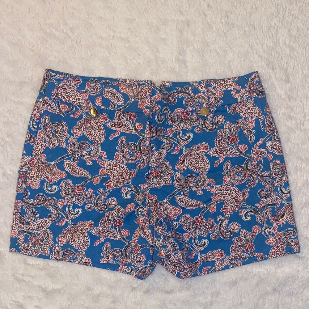 LOFT Blue and Red Paisley Print Shorts